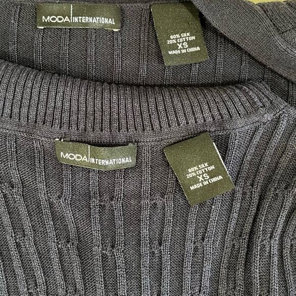 NEW Moda Intl Vintage Y2K Silk Longline Cable Knit Cardigan Duster Set XS NWOT - Picture 13 of 16